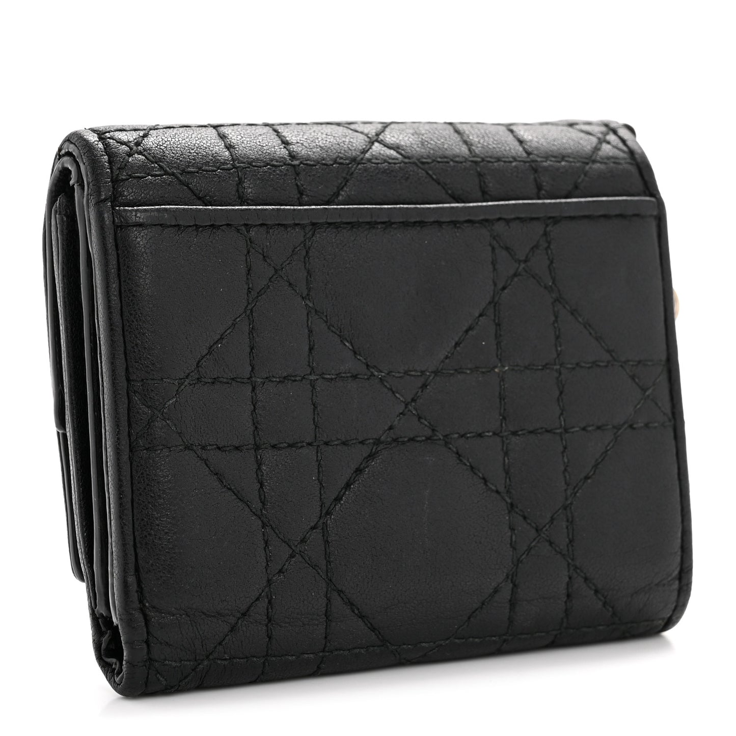 Lambskin Cannage Lady Dior Lotus Wallet Black