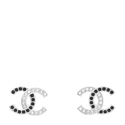 Chanel Crystal CC Earrings Silver Black 1 of 4