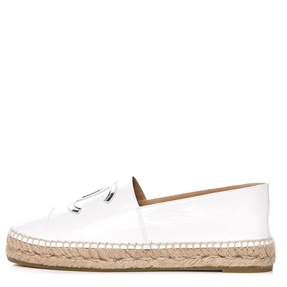 Chanel Distressed Patent CC Espadrilles 39 White Silver 1 of 10