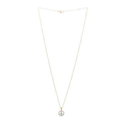 David Yurman 18K Yellow Gold Diamond Cable Collectibles Peace Sign Pendant Necklace 3 of 5
