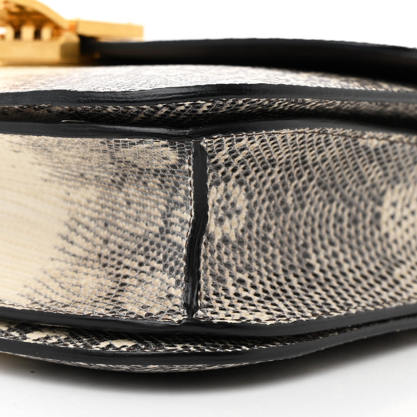 Lizard Medium Classic Box Flap Bag Natural