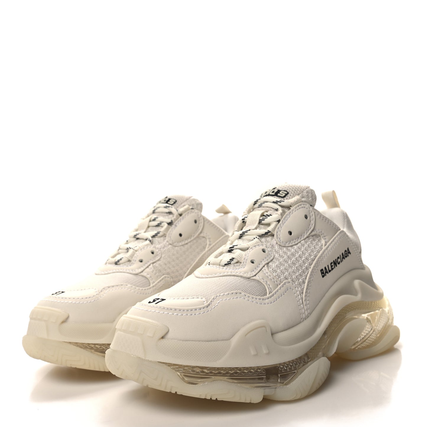 Fabric Mesh Clear Sole Womens Triple S Sneakers 37 Light Beige