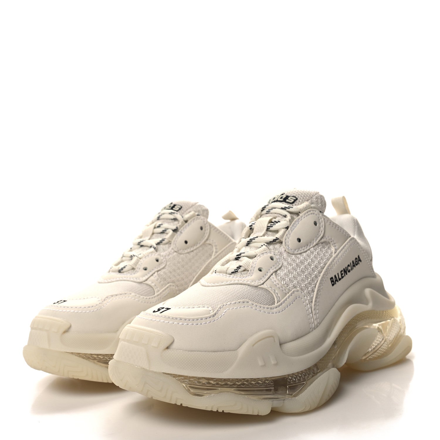 Balenciaga Fabric Mesh Clear Sole Womens Triple S Sneakers 37 Light Beige 3 of 7