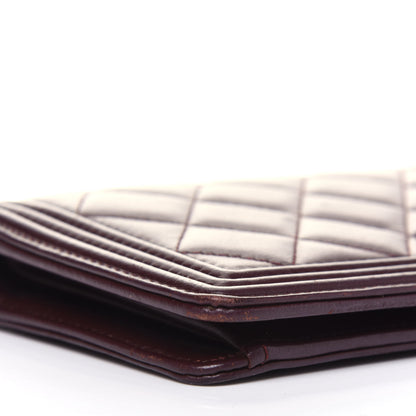 Chanel Lambskin Quilted Boy Yen Wallet Dark Red 12 of 20