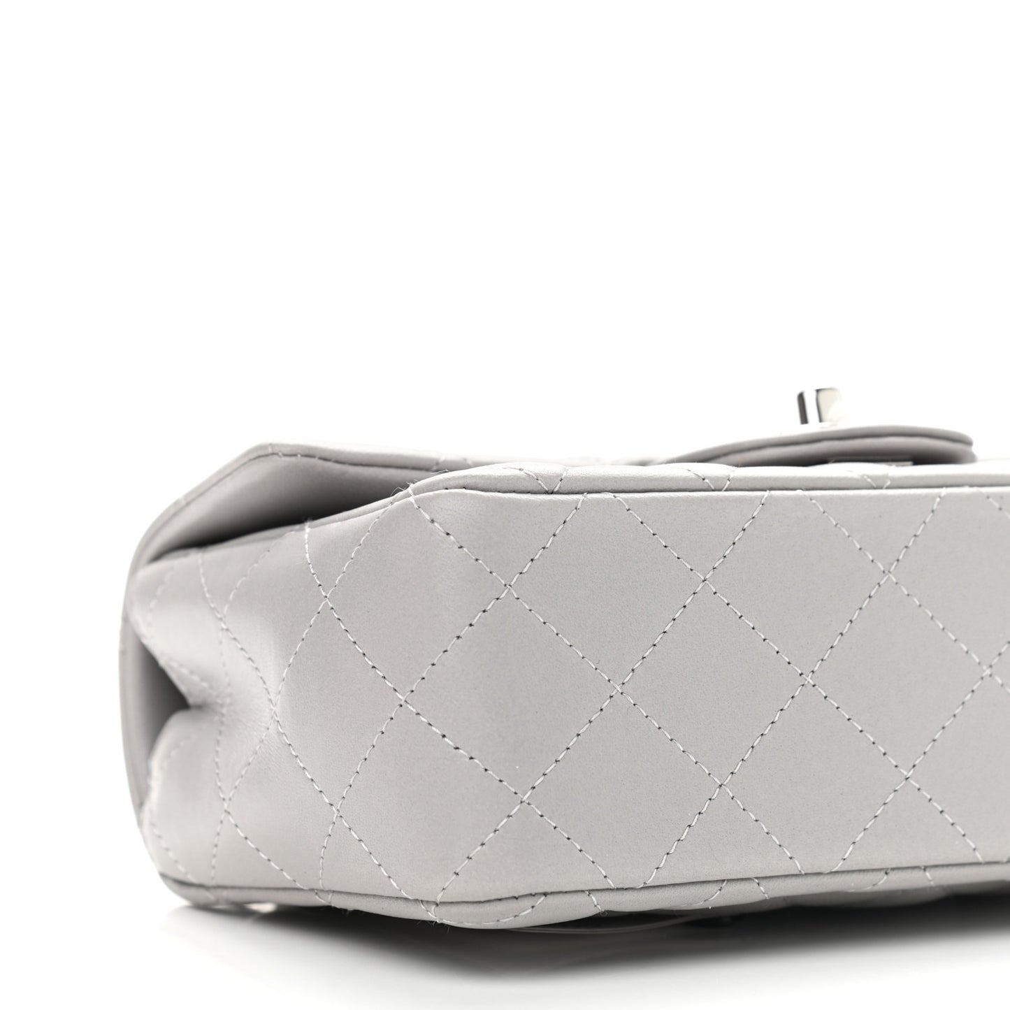 Lambskin Quilted Mini Rectangular Flap Grey