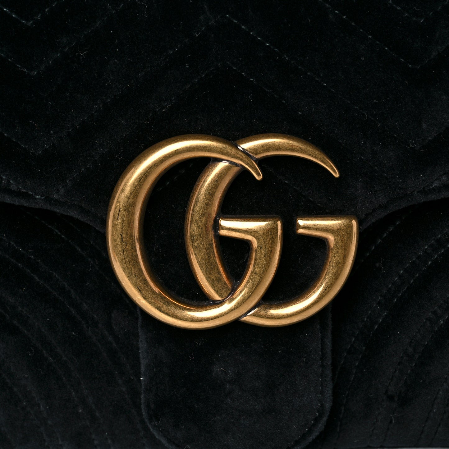 Velvet Matelasse Medium GG Marmont Shoulder Bag Black