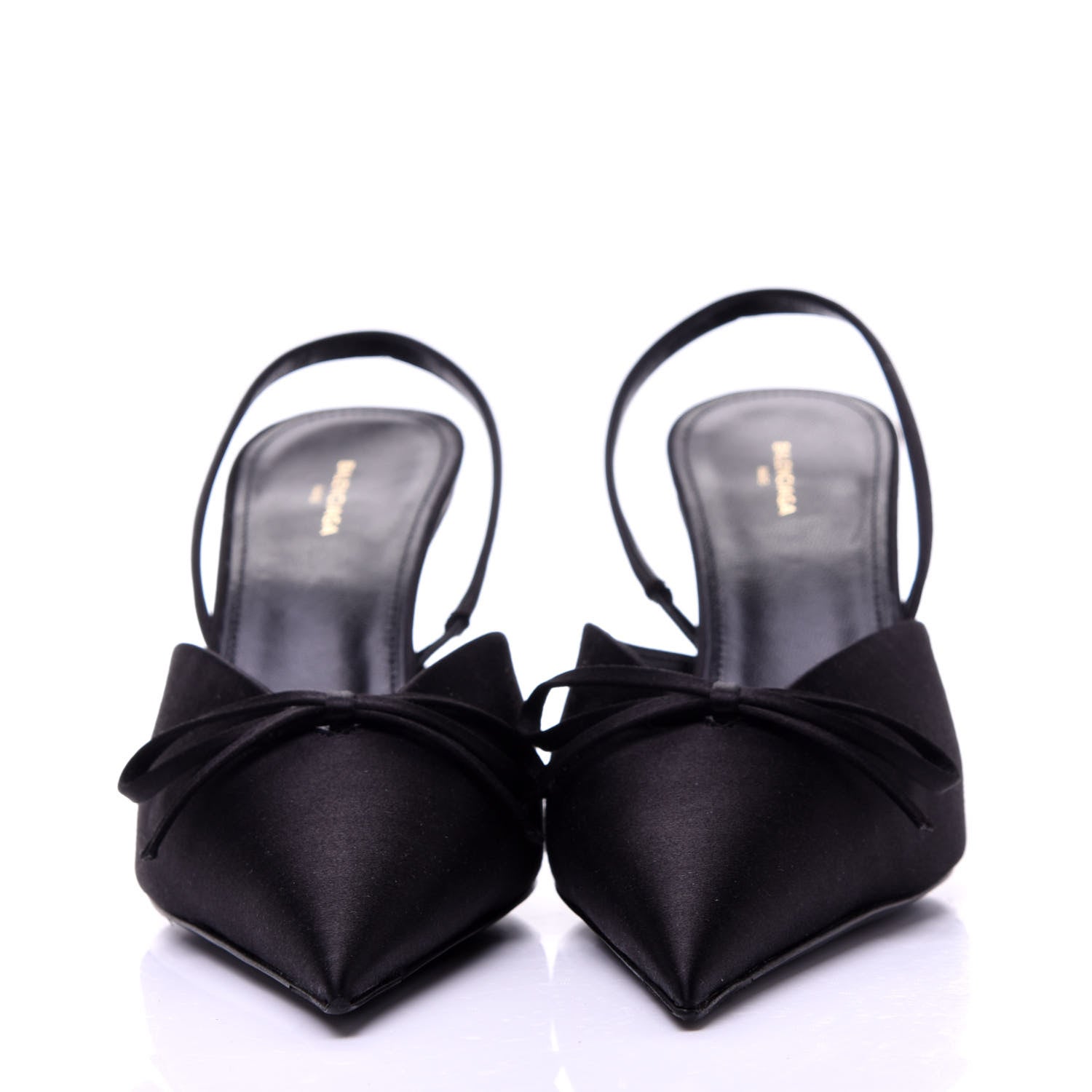 Balenciaga Satin Pointed Toe Knife Slingback Mules 39 Black 2 of 11