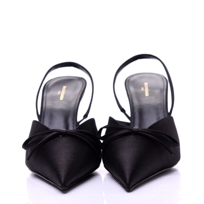 Balenciaga Satin Pointed Toe Knife Slingback Mules 39 Black 2 of 11