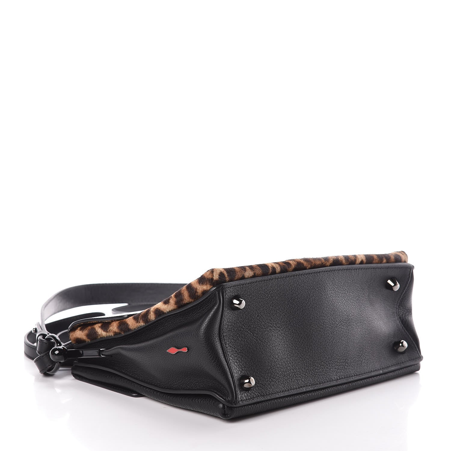 Christian Louboutin Calf Hair Leopard Print Passage Messenger Bag Black 4 of 10