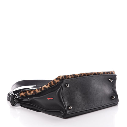 Christian Louboutin Calf Hair Leopard Print Passage Messenger Bag Black 4 of 10