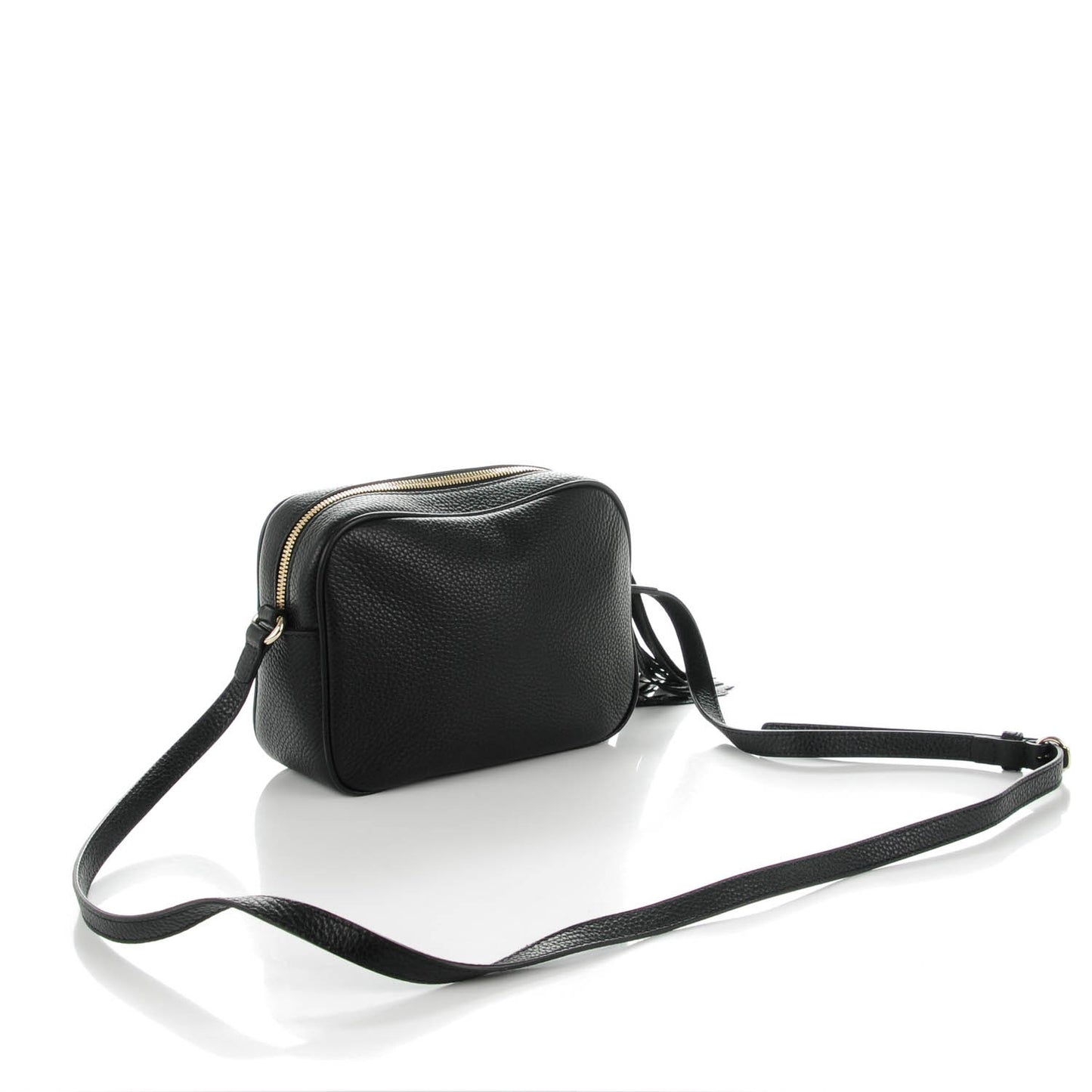 Pebbled Calfskin Small Soho Disco Bag Black
