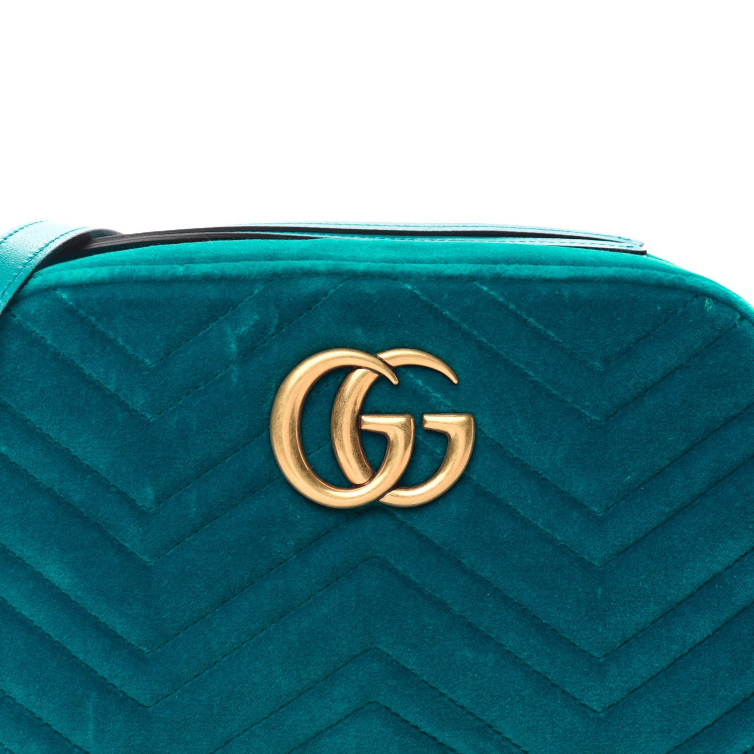 Gucci Velvet Matelasse Small GG Marmont Chain Shoulder Bag Pavone Cyan 11 of 11
