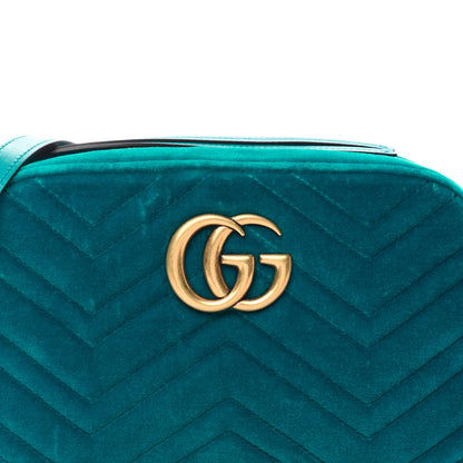 Gucci Velvet Matelasse Small GG Marmont Chain Shoulder Bag Pavone Cyan 11 of 11