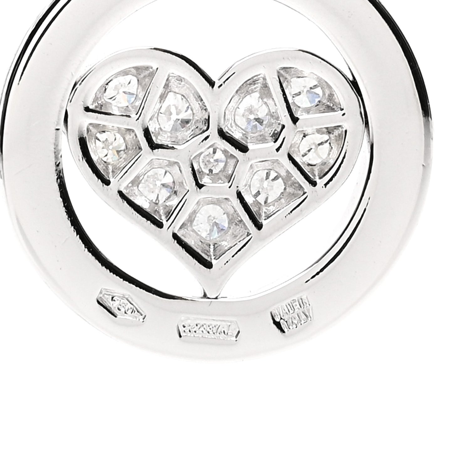 18K White Gold Diamond Tondo Heart Charm