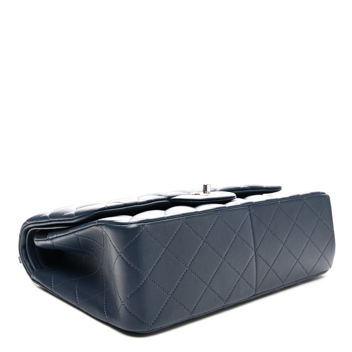 Lambskin Quilted Jumbo Double Flap Navy