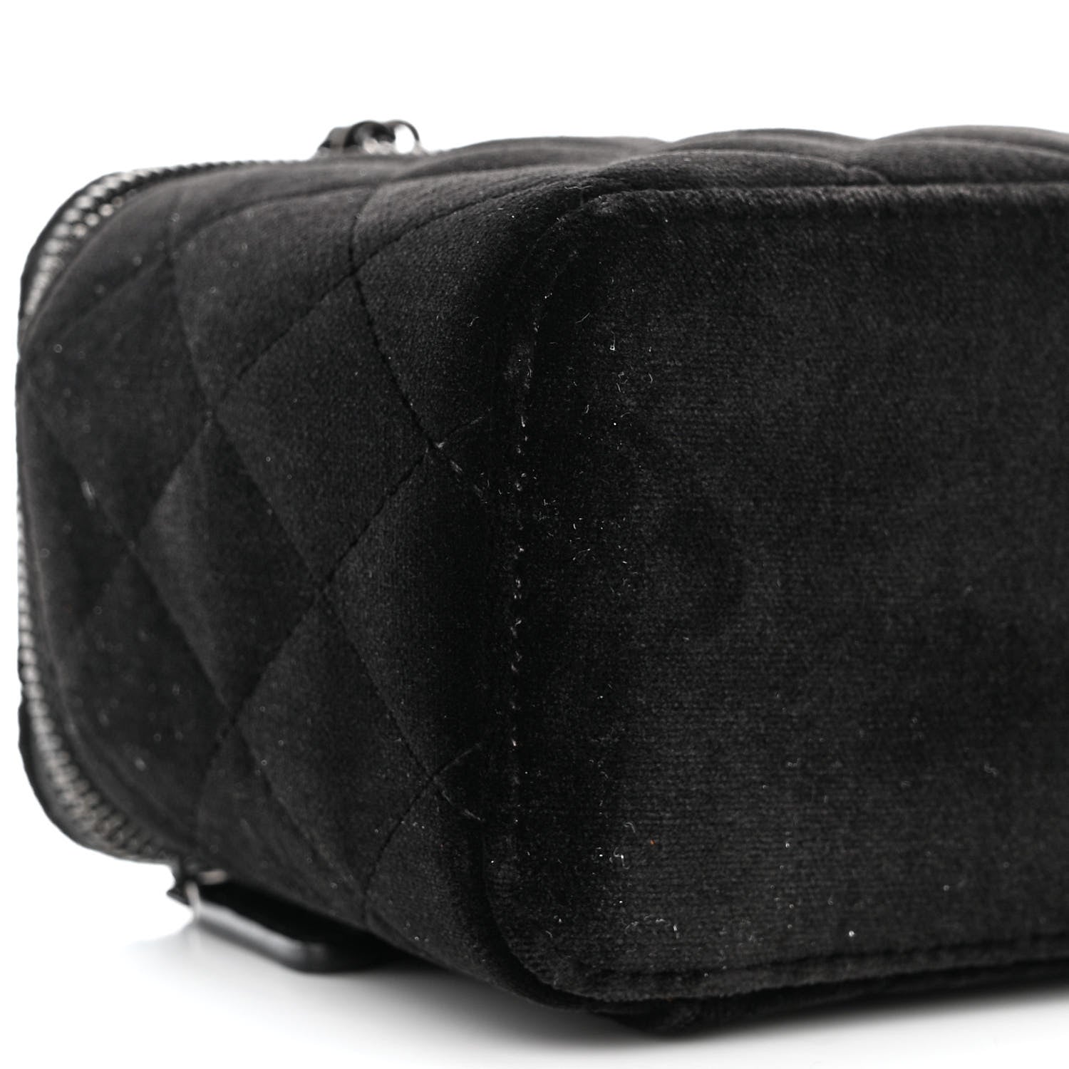 Chanel Velvet Quilted Small Vanity Case With Chain Black 9 of 10