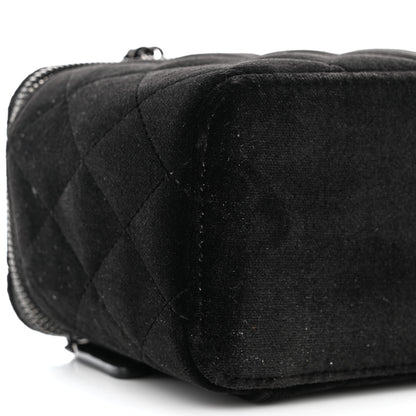 Chanel Velvet Quilted Small Vanity Case With Chain Black 9 of 10