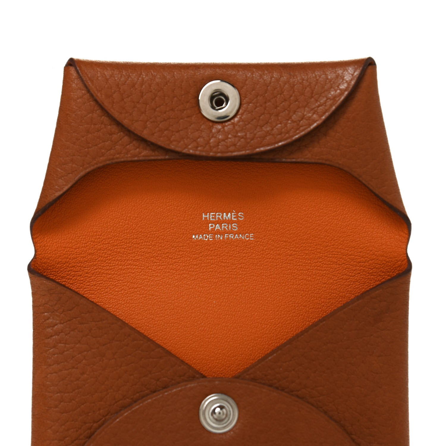 Hermes Barenia Faubourg Bastia Verso Coin Purse Fauve Abricot 5 of 8