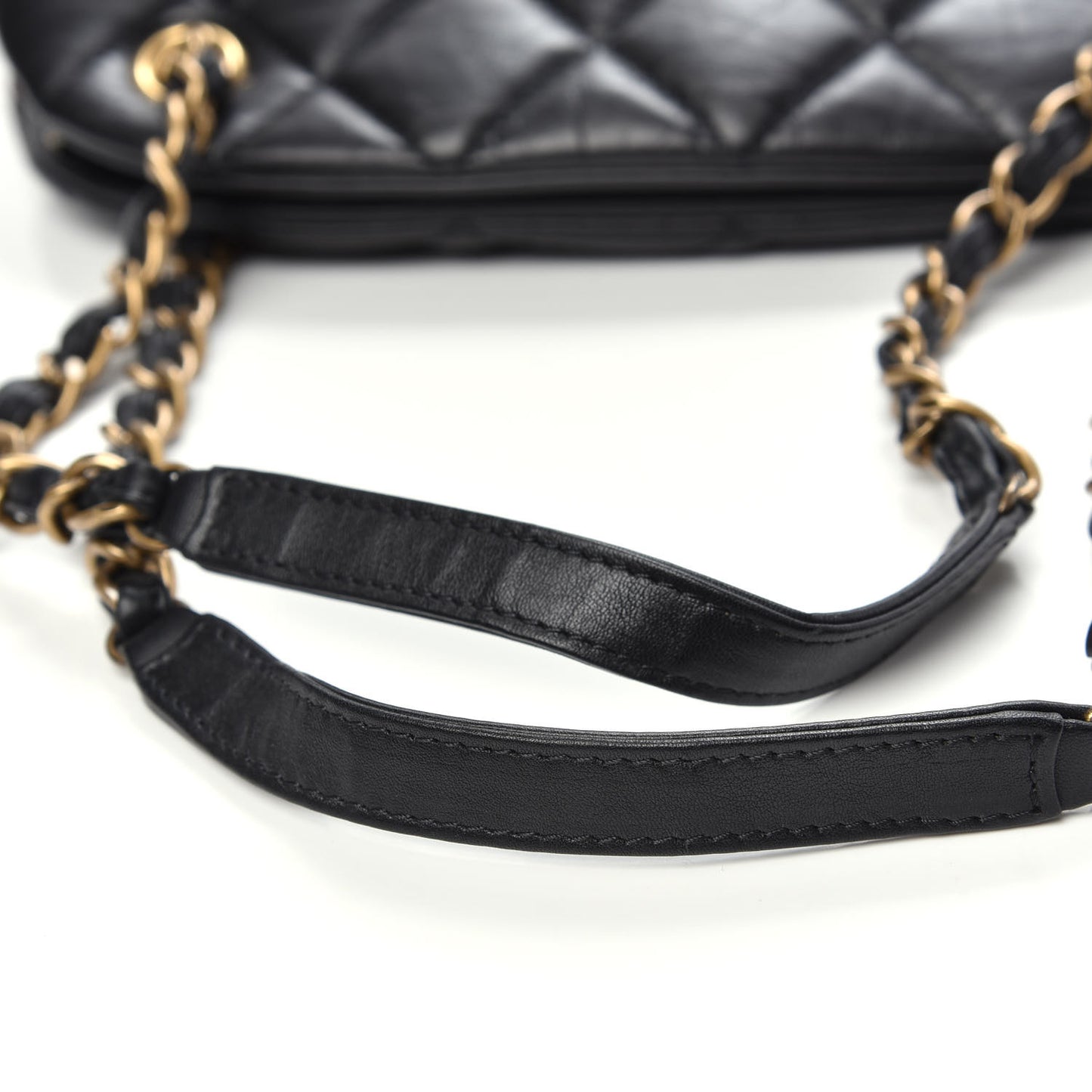 Aged Calfskin Large Just Mademoiselle Bowling Bag Black