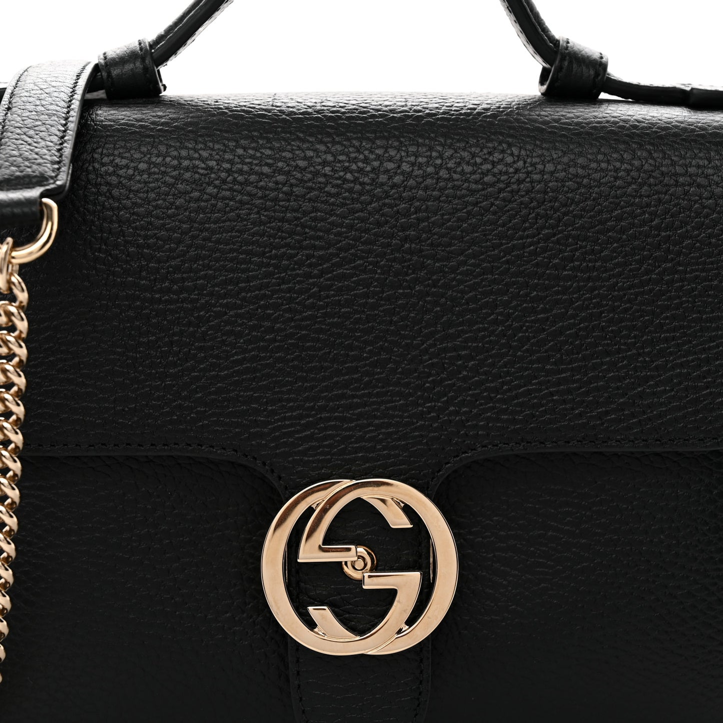 Dollar Calfskin Interlocking G Top Handle Shoulder Bag Black