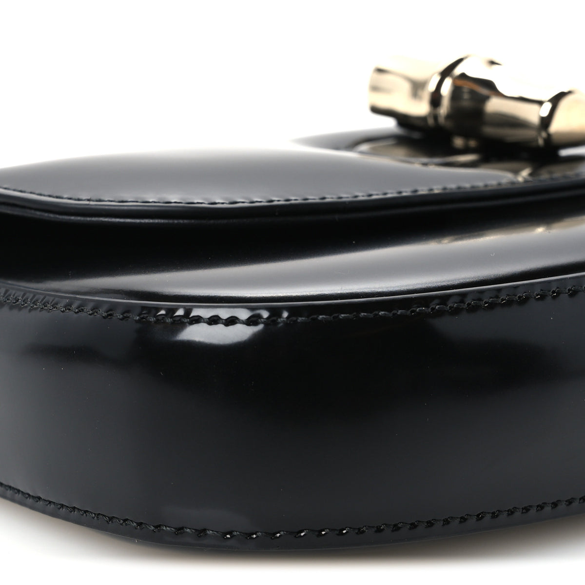Shiny Calfskin Small Bamboo Night Bag Black