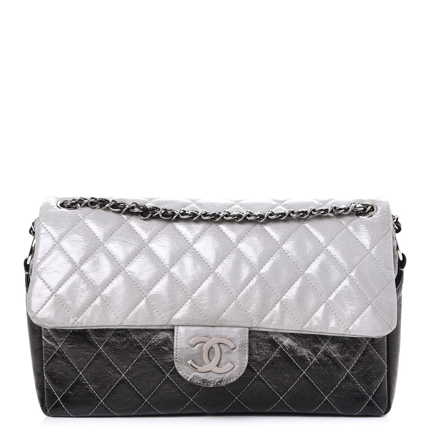 Vinyl Quilted Jumbo Melrose Degrade Flap Black