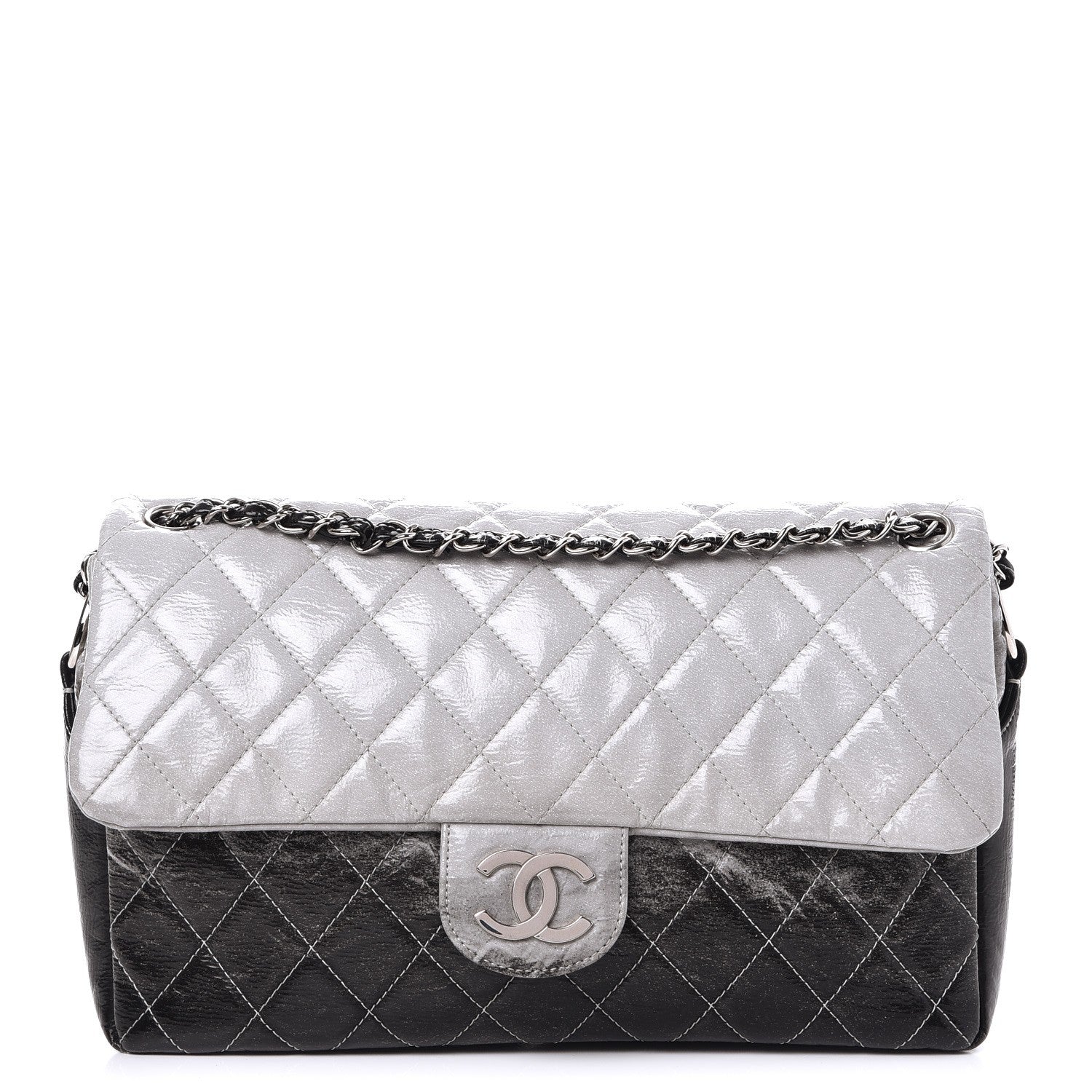 Chanel Vinyl Quilted Jumbo Melrose Degrade Flap Black 1 of 7