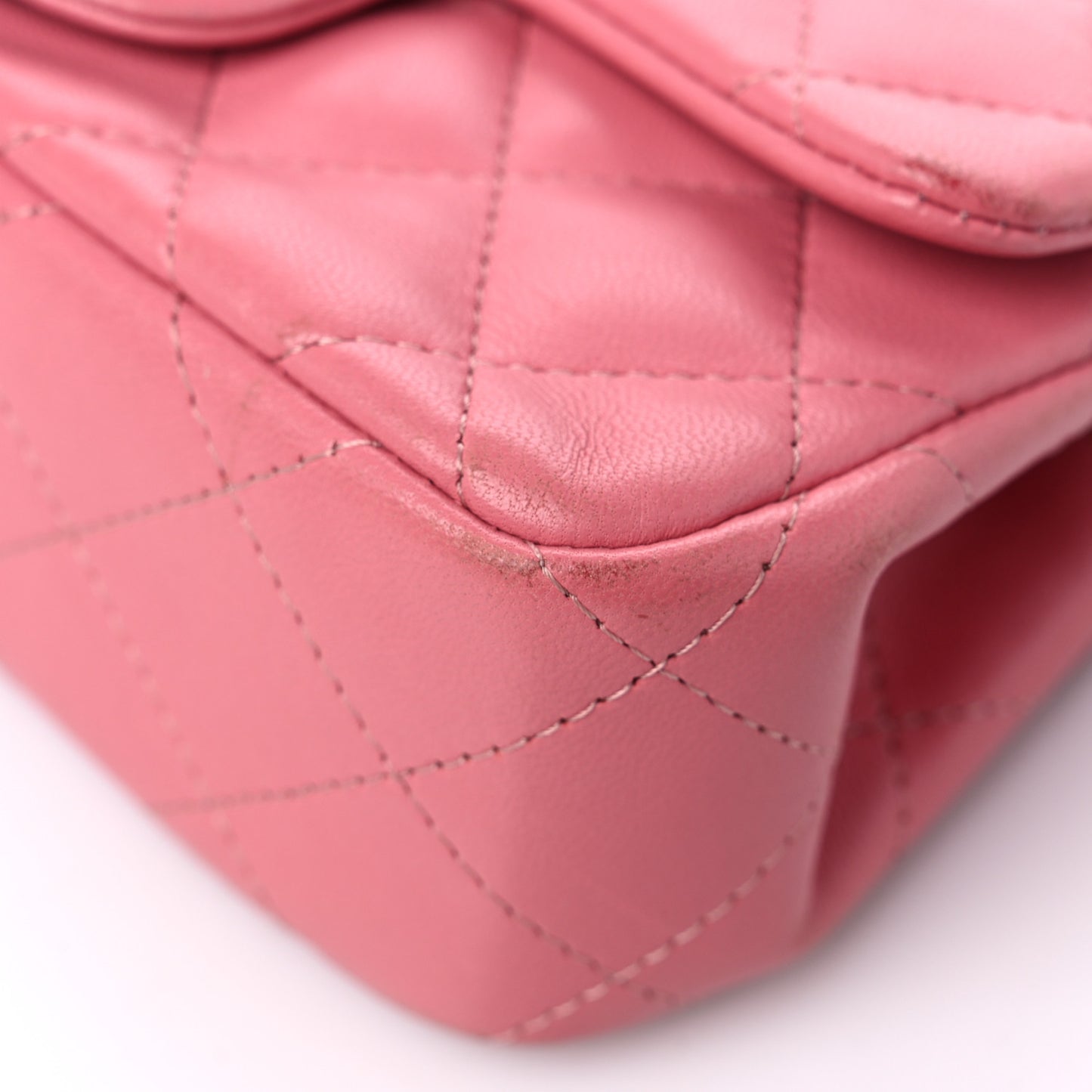 Lambskin Quilted Extra Mini Rectangular Flap Pink