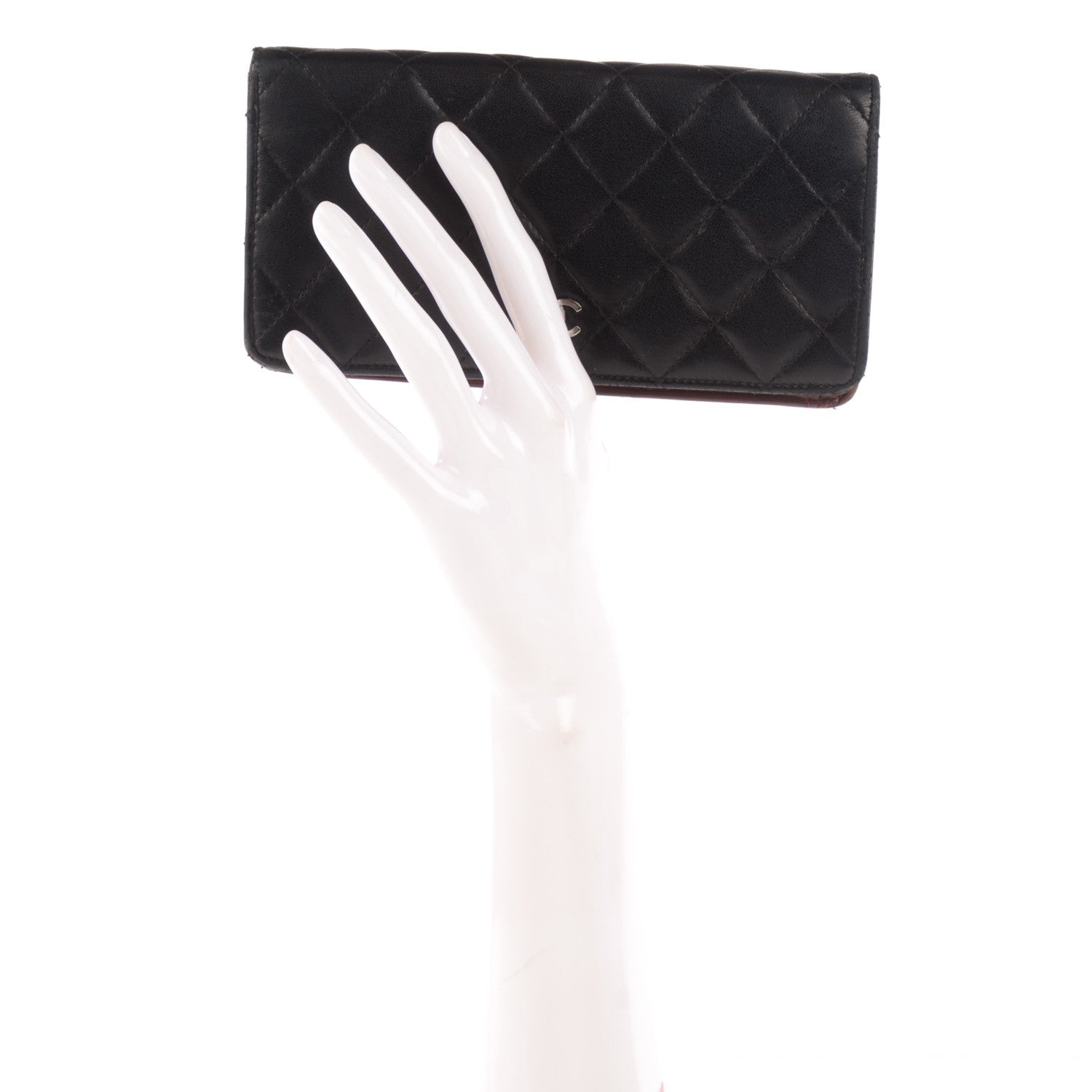 Chanel Lambskin Quilted Yen Wallet Black 2 of 9
