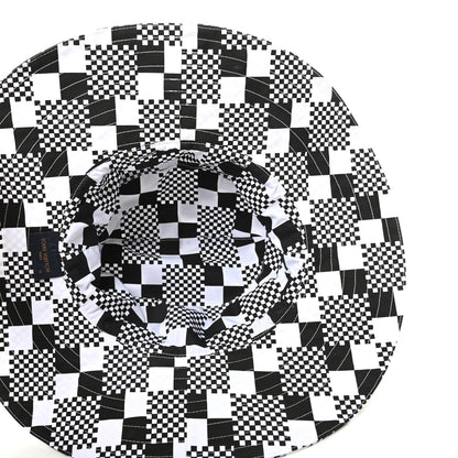 Louis Vuitton Fabric Damier Printed LV Hat 60 Black White 4 of 6