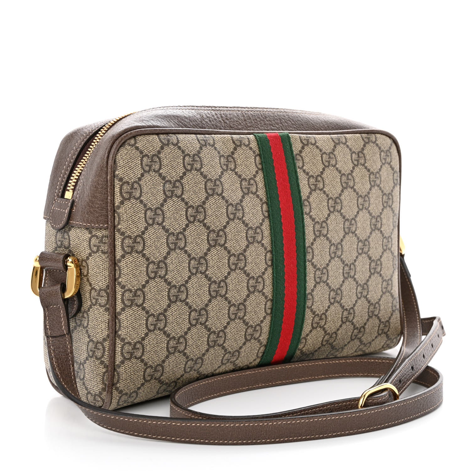 Gucci GG Supreme Monogram Web Small Ophidia Shoulder Bag Brown 3 of 14