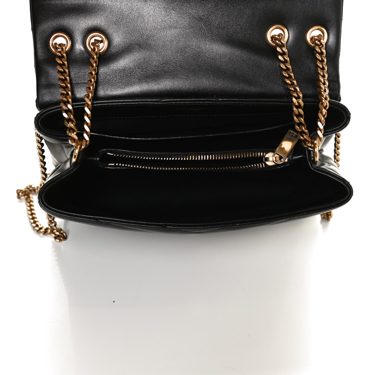 Saint Laurent Calfskin Y Quilted Monogram Small Loulou Chain Satchel Black 5 of 12