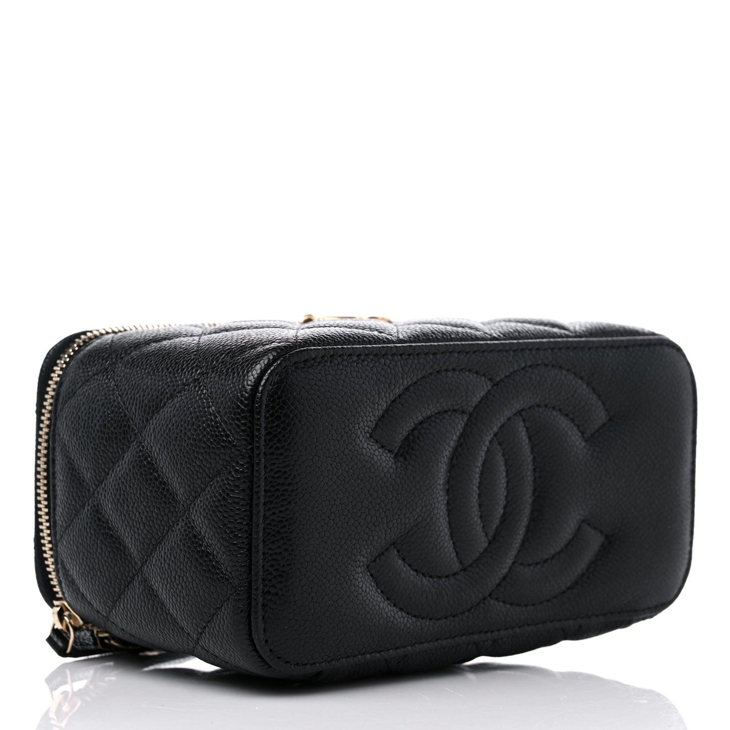 Caviar Quilted Sweetheart Vanity Case Black