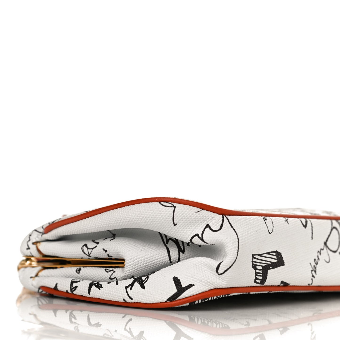 Canvas Small Doodle Print Frame Bag White
