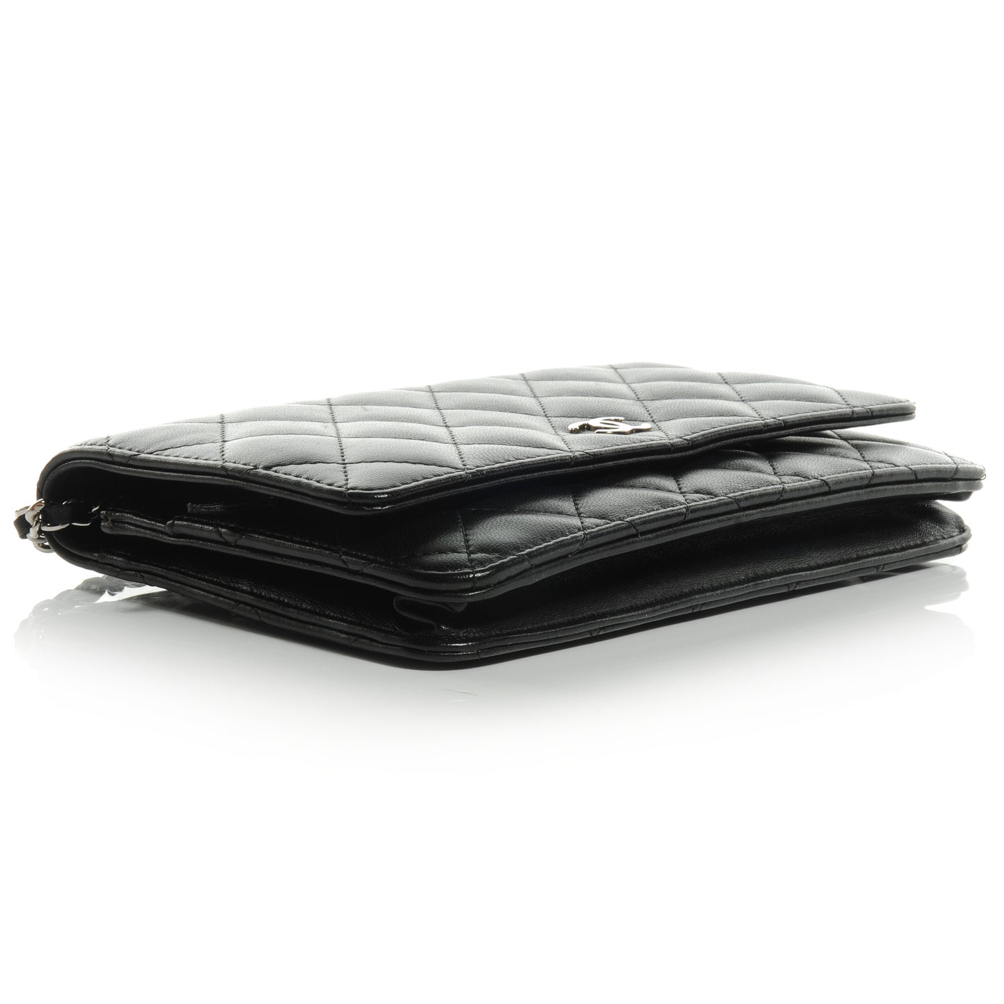 Lambskin Quilted Wallet On Chain WOC Black