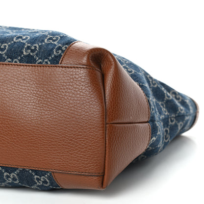 Gucci New Denim GG Monogram Medium Ophidia Shopping Tote Blue Tea Cuir 11 of 12