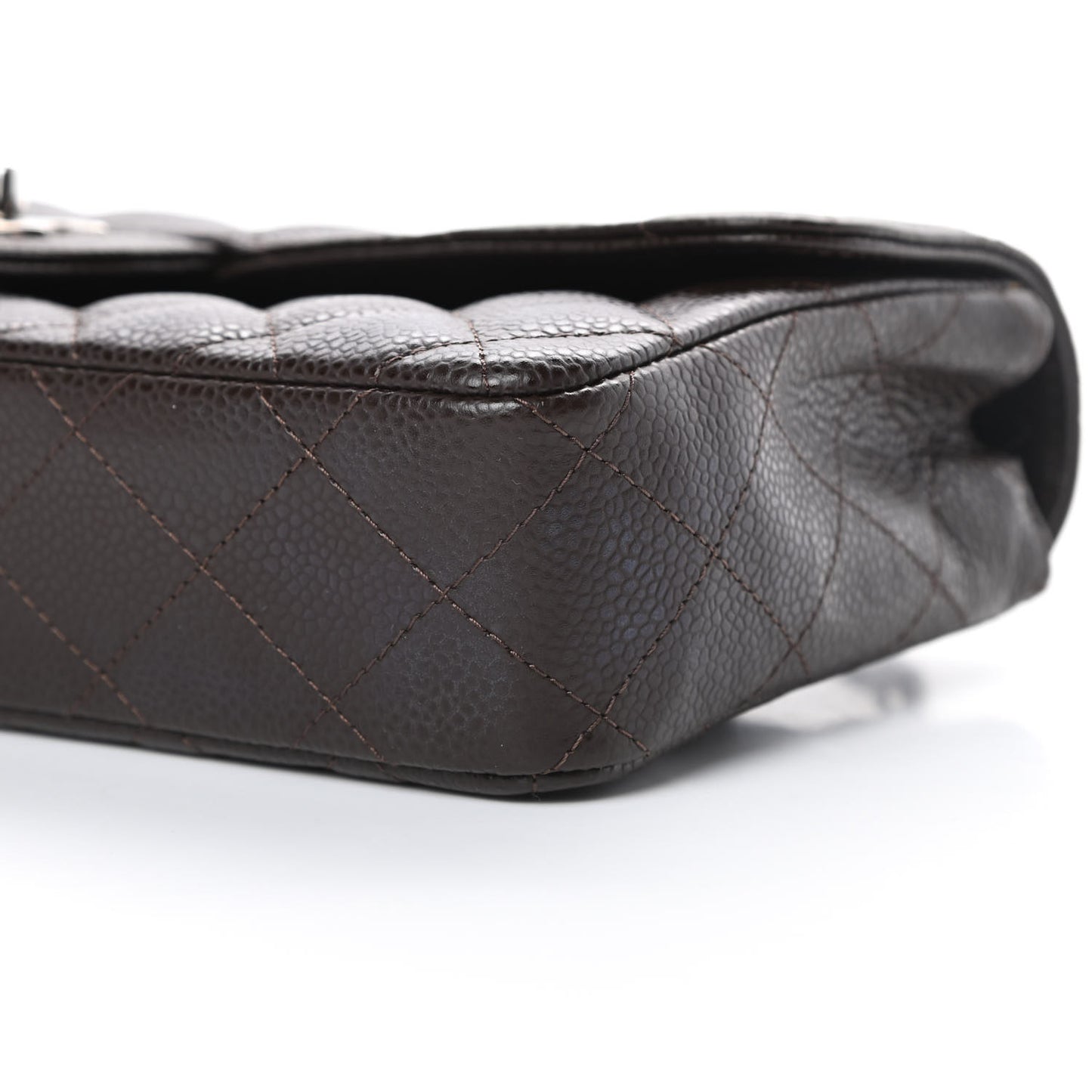 Caviar Quilted East West Flap Dark Brown