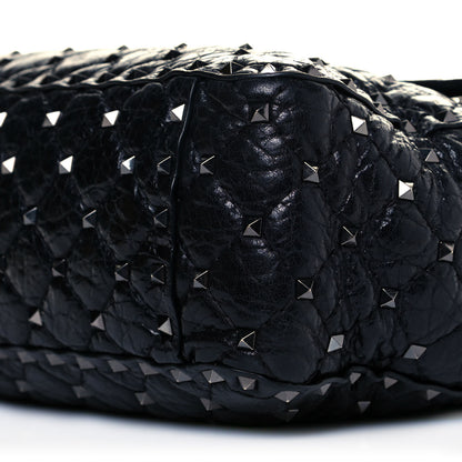 Valentino Garavani Craquele Nappa Maxi Rockstud Spike Shoulder Bag Black 11 of 15