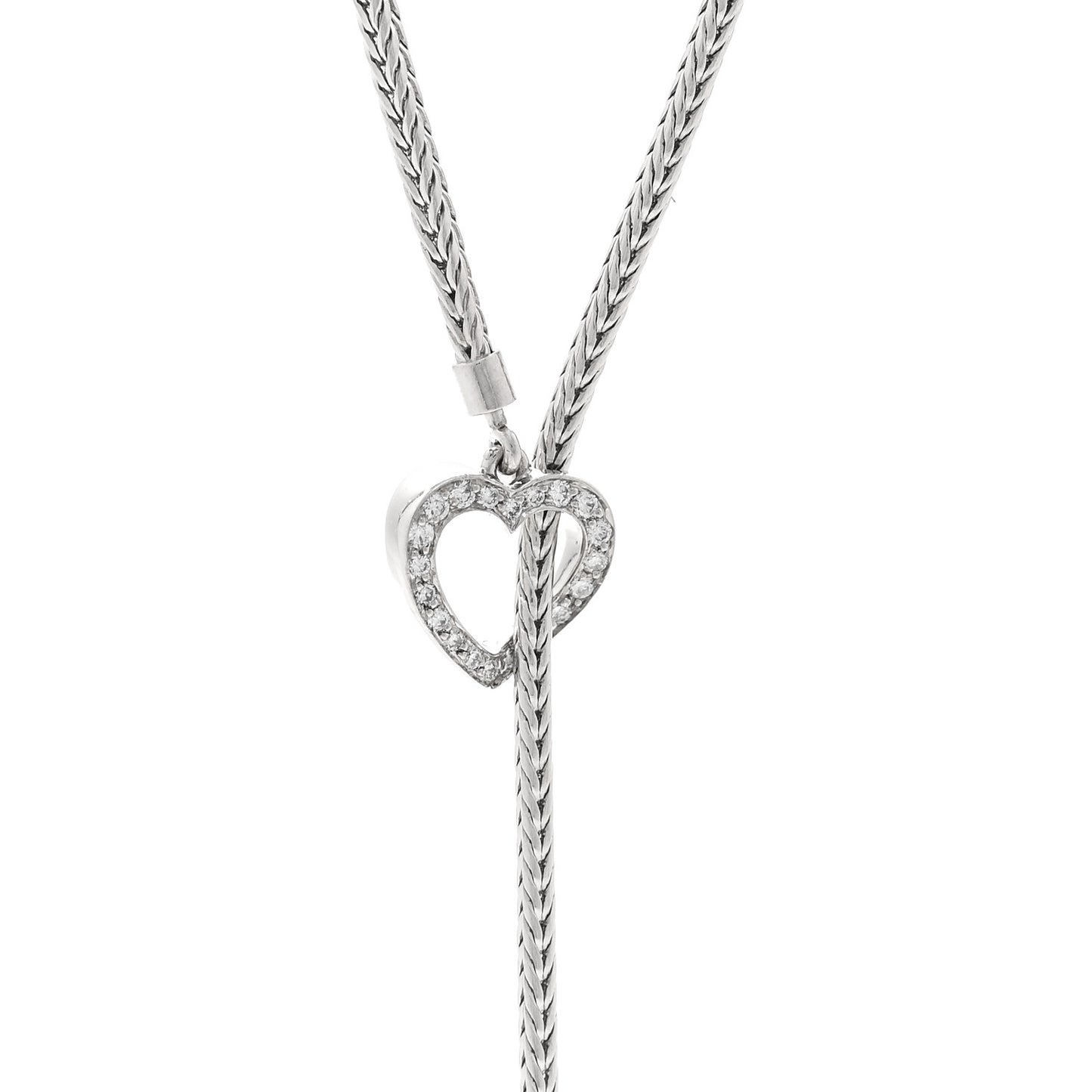 Platinum Diamond Heart Lariat Necklace