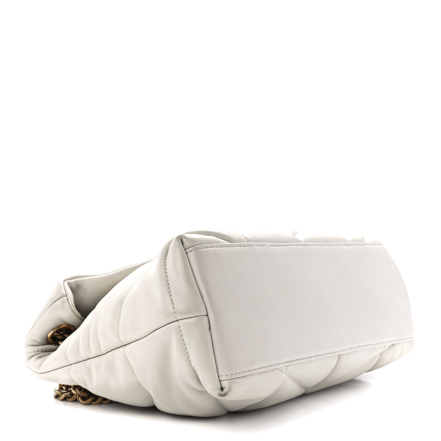 Lambskin Quilted Small Loulou Puffer Monogram Chain Satchel Crema Soft