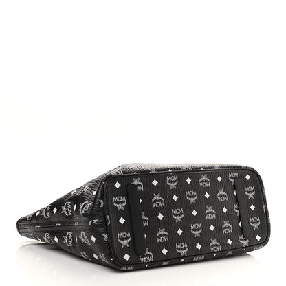 MCM Visetos Medium Anya Zip Top Shopper Tote Black 4 of 10