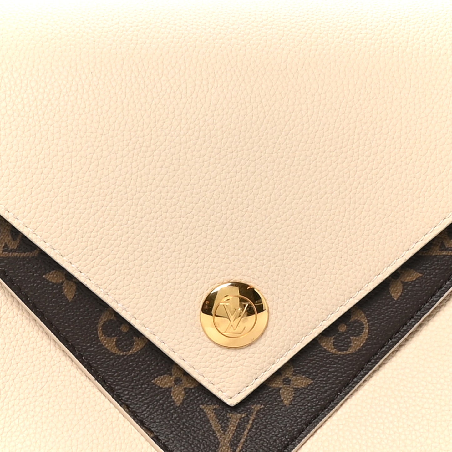Grained Calfskin Monogram Double V Creme