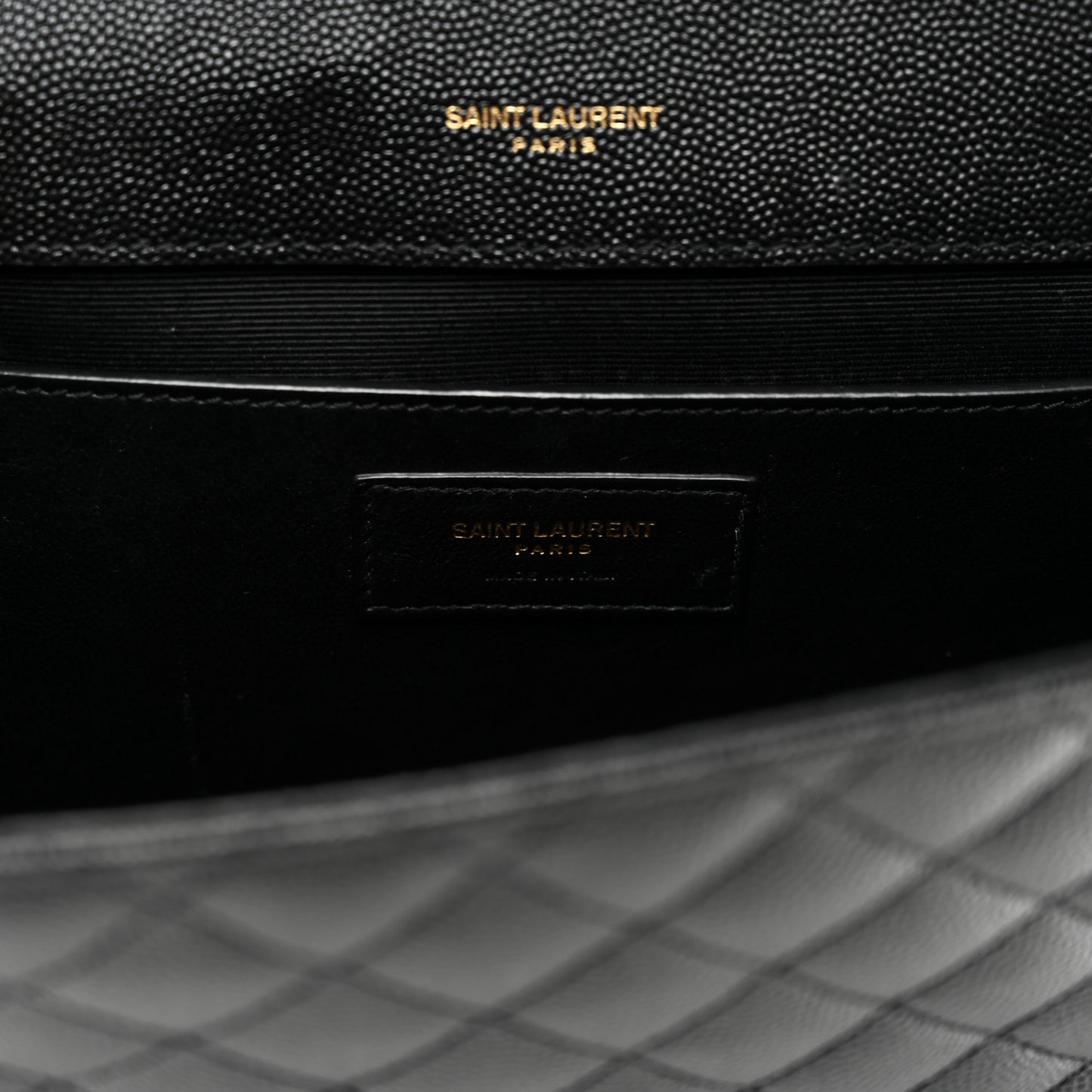 Grain De Poudre Textured Mixed Matelasse Triquilt Medium Monogram Satchel Black