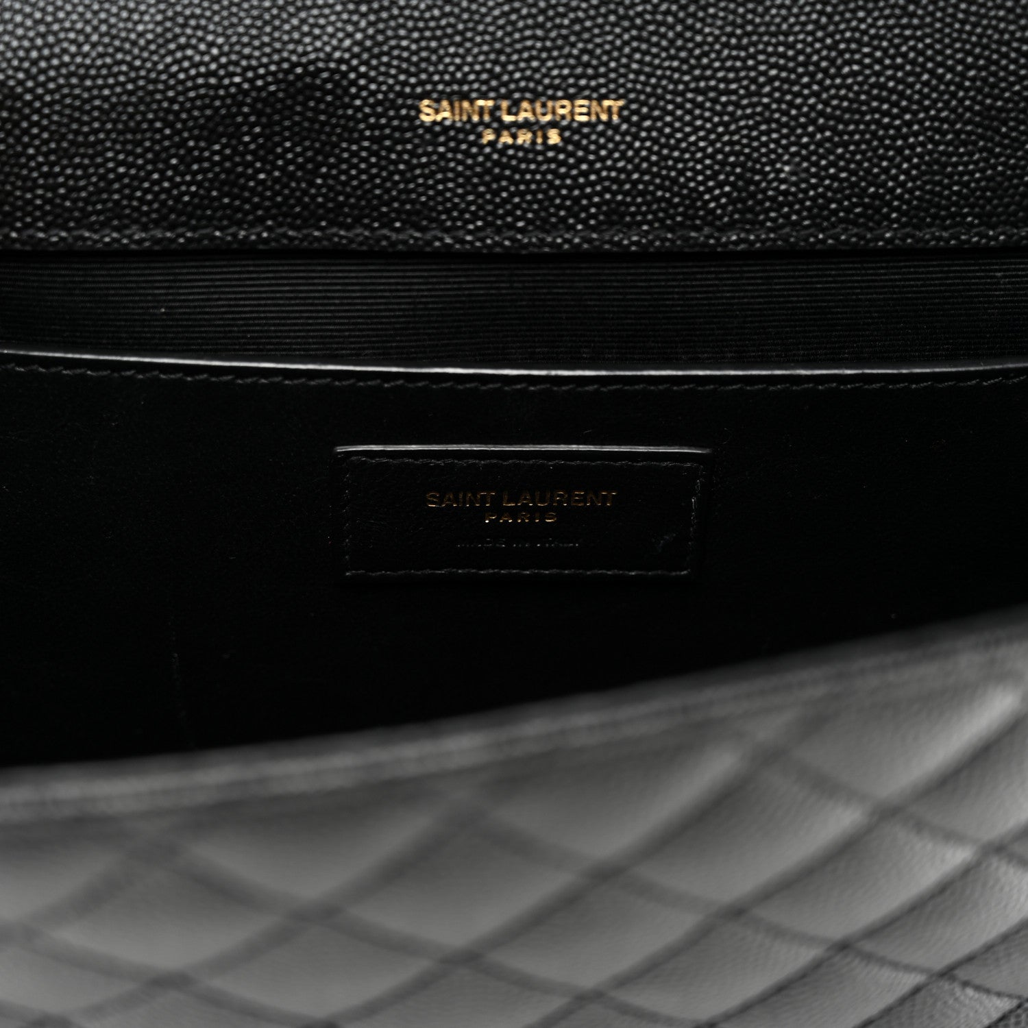 Saint Laurent Grain De Poudre Textured Mixed Matelasse Triquilt Medium Monogram Satchel Black 7 of 11