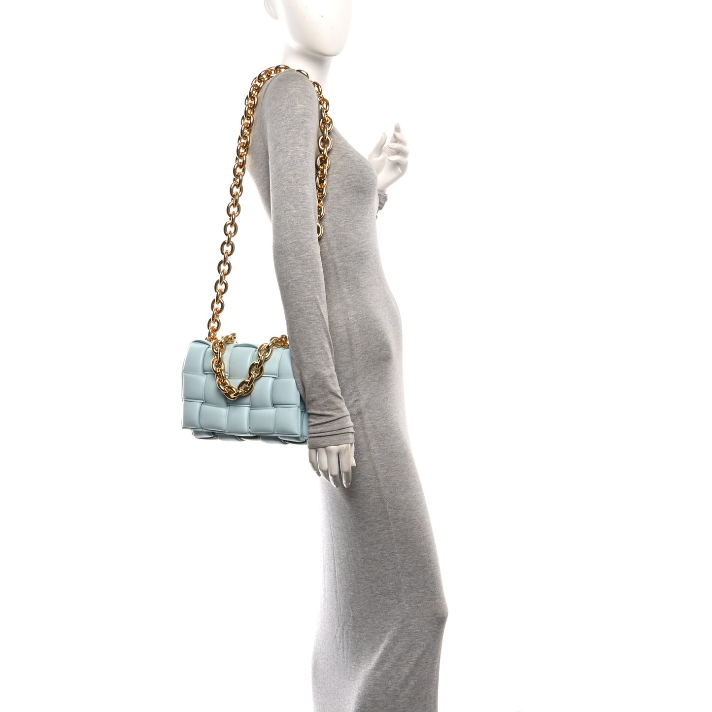 Lambskin Maxi Intreccio Padded Chain Cassette Crossbody Bag Spearmint