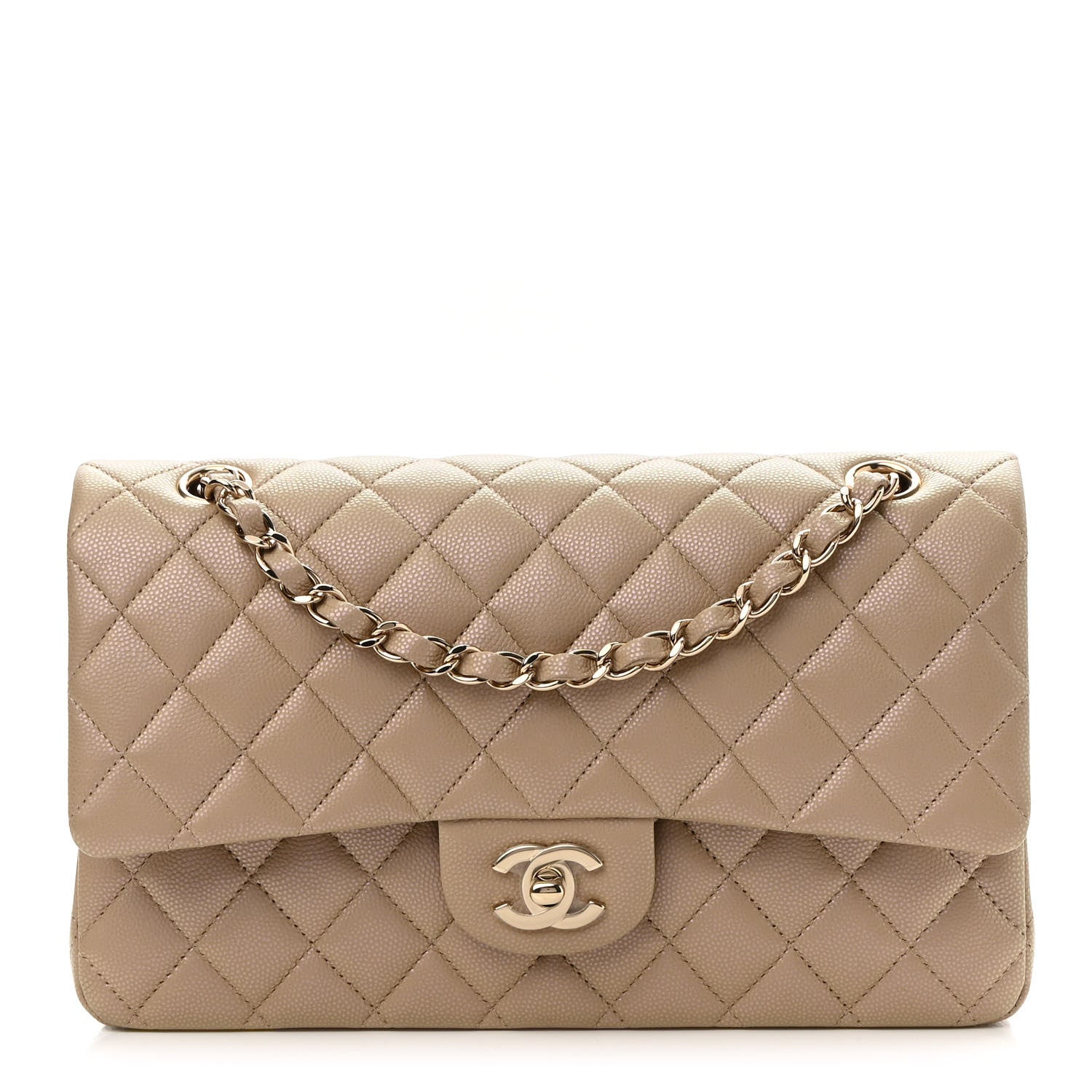 Chanel Iridescent Caviar Quilted Medium Double Flap Dark Beige 1 of 9