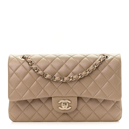 Chanel Iridescent Caviar Quilted Medium Double Flap Dark Beige 1 of 9