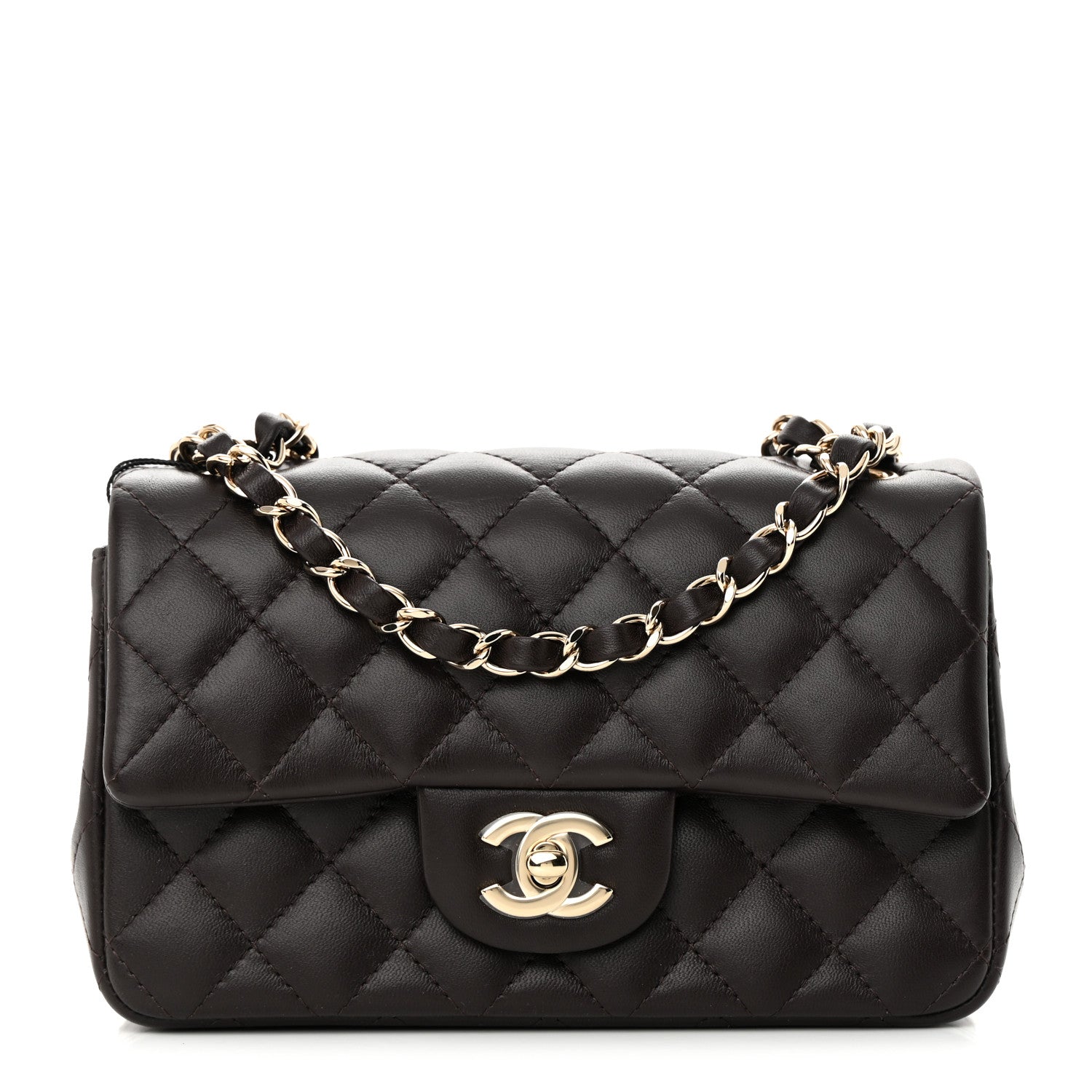 Chanel Lambskin Quilted Mini Rectangular Flap Dark Brown 1 of 16