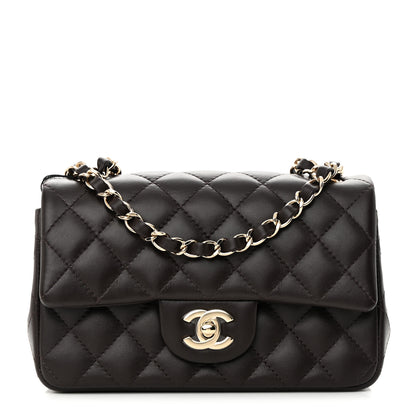 Chanel Lambskin Quilted Mini Rectangular Flap Dark Brown 1 of 16