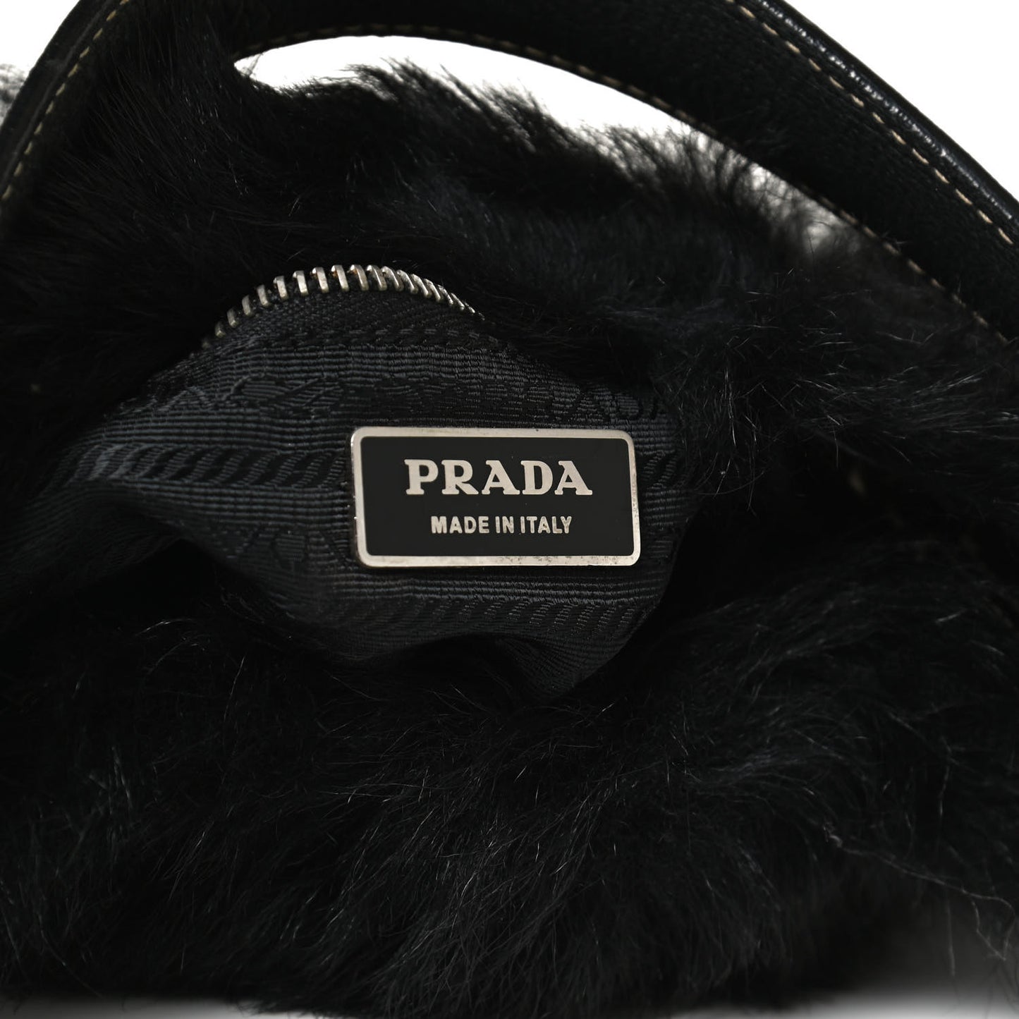 Eco Lapin Faux Fur Buckle Hobo Black